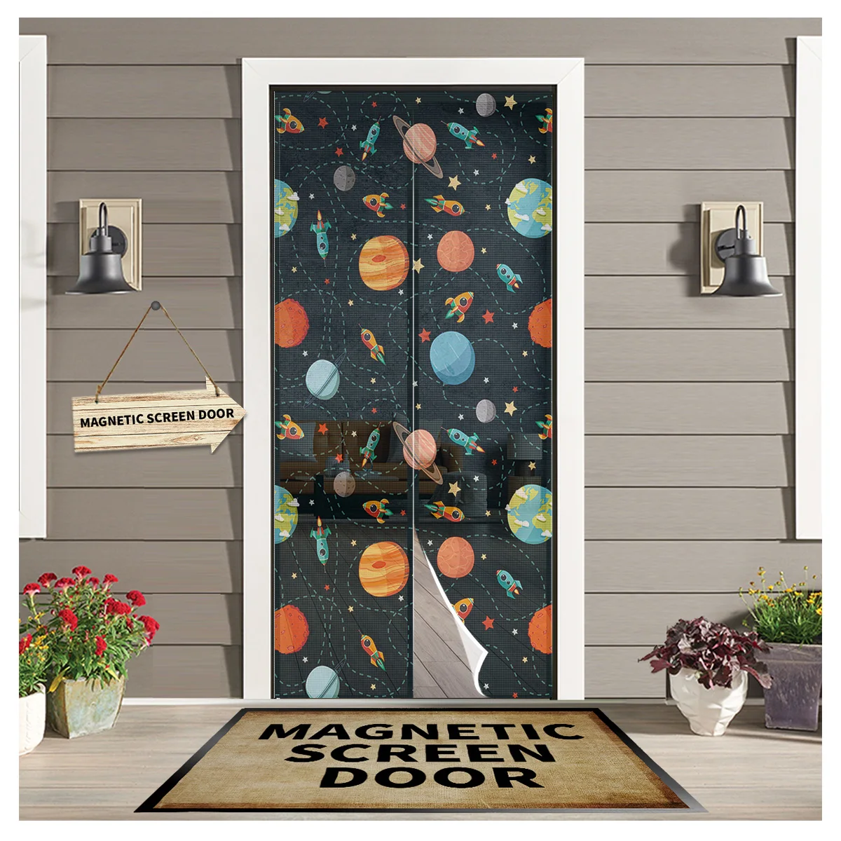 

Vast Universe Planet Kitchen Door Curtain Mosquito-proof Window Screen Bedroom Magnetic Door Curtain