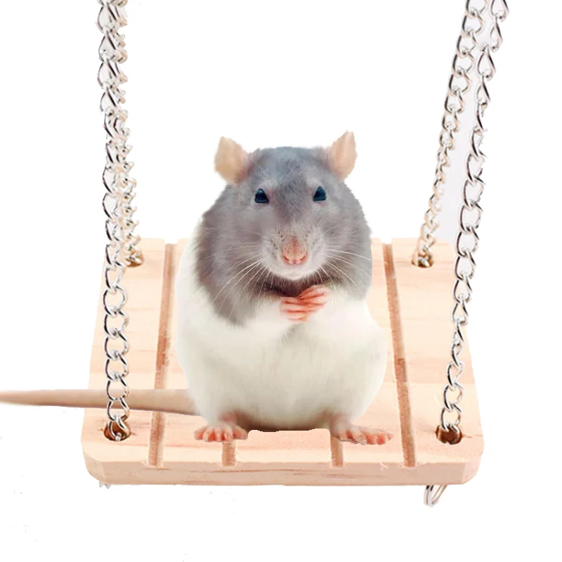 

Cute Small Pet Hamster Toy Hamsters Nature Wood Swing Harness Hanging Bed Parrot Rest Mat Rat Hanging Toys Pet Cage Accessories