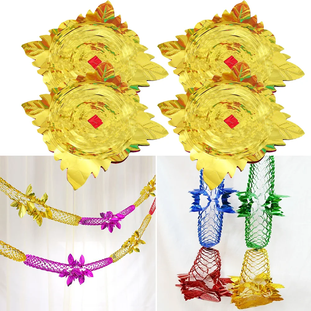 

4pcs Foil Garland Party Hanging Decor Wreath Christmas Decor Metalic Foil Garland Ceiling Wreath 2.5M Home Festive Decoration
