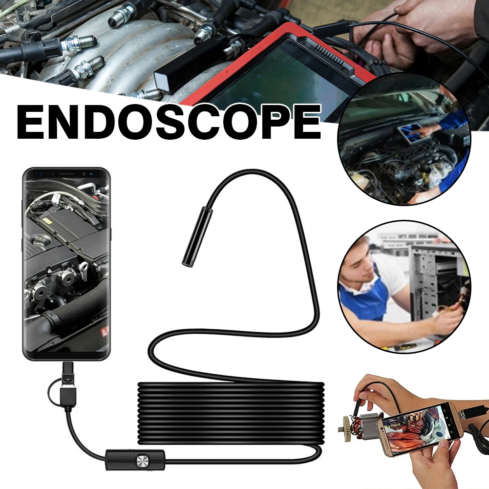 

3-in-1 USB Inspection Camera Endoscope Industrial With LED Light Waterproof For Android Bathroom Pipe Repair Car Maintenance