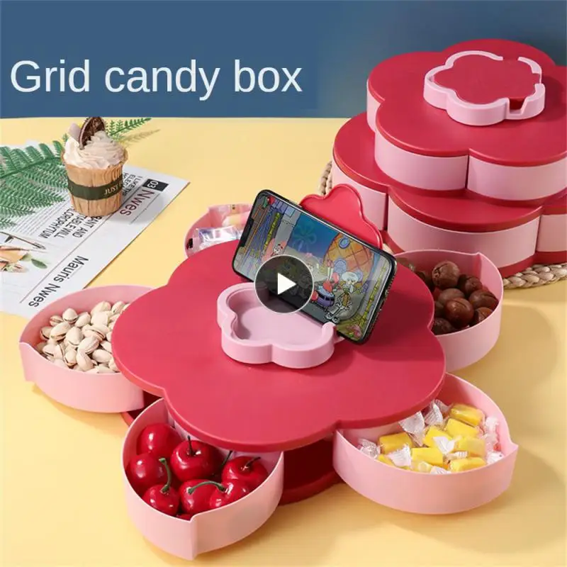 

Home Desktop Organizer Living Room Tea Table Melon Seed Plate Rotating Nut Case Plate Petal Candy Box Creative Snack Storage Box
