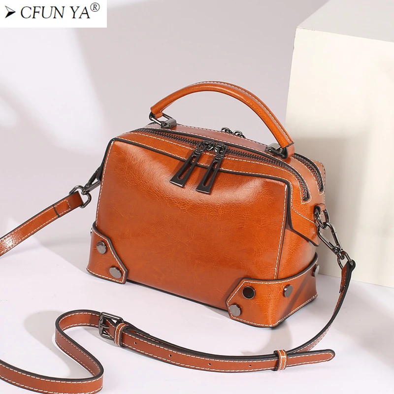 CFUN YA 2022 Luxury Teen Girls Handbag Square Bag Genuine Leather Crossbody Shoulder Bags Party Totes Pack Purse Winter Trend