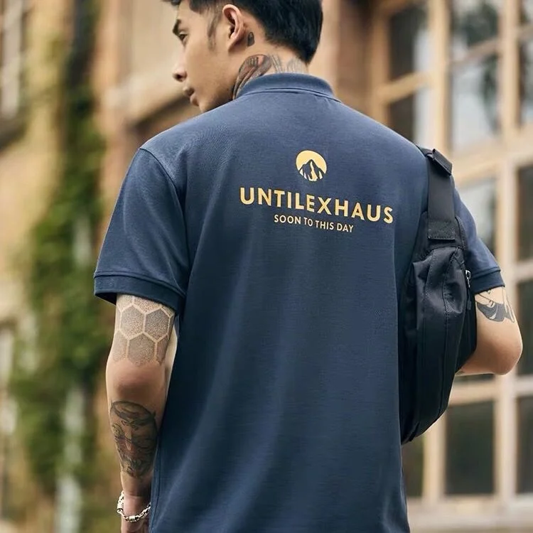 

Рубашка-поло мужская с коротким рукавом, модная свободная футболка с воротником с рукавом до локтя, свиной цвет, на лето