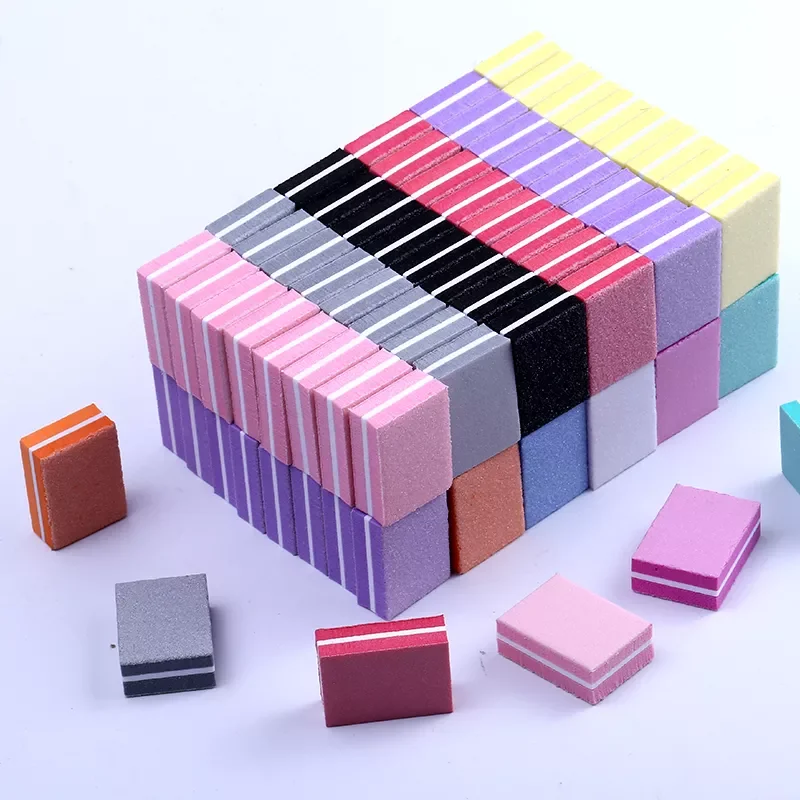 

10/25/50pcs lot Double-sided Mini Nail File Blocks Colorful Sponge Nail Polish Sanding Buffer Strips Polishing Manicure Tools