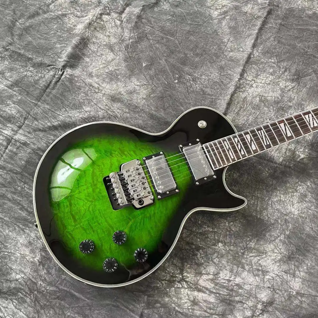 

Custom electric guitar Green color flame top mahogany body gitaar 6 stings