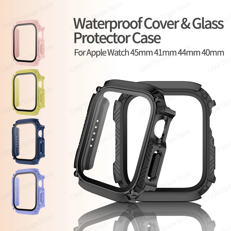 

Rugged Cover for Apple Watch Case 44mm 40mm 45mm 41mm 42mm 38mm Soft TPU Shockproof Protector Bumper for Iwatch 8 7 6 5 4 3 2 1