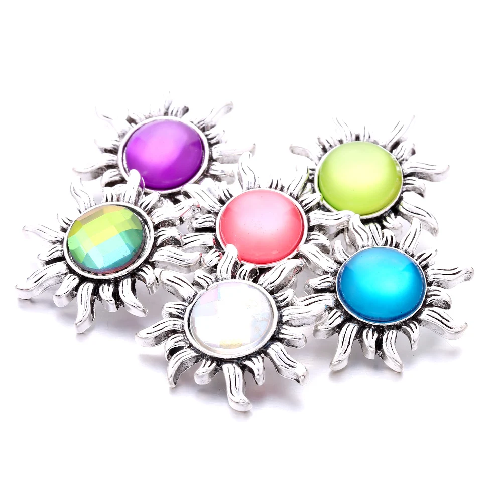 30pcs Retro Snap Button Jewelry Sunflower Metal 18mm Snap Buttons Fit Bracelet Necklace