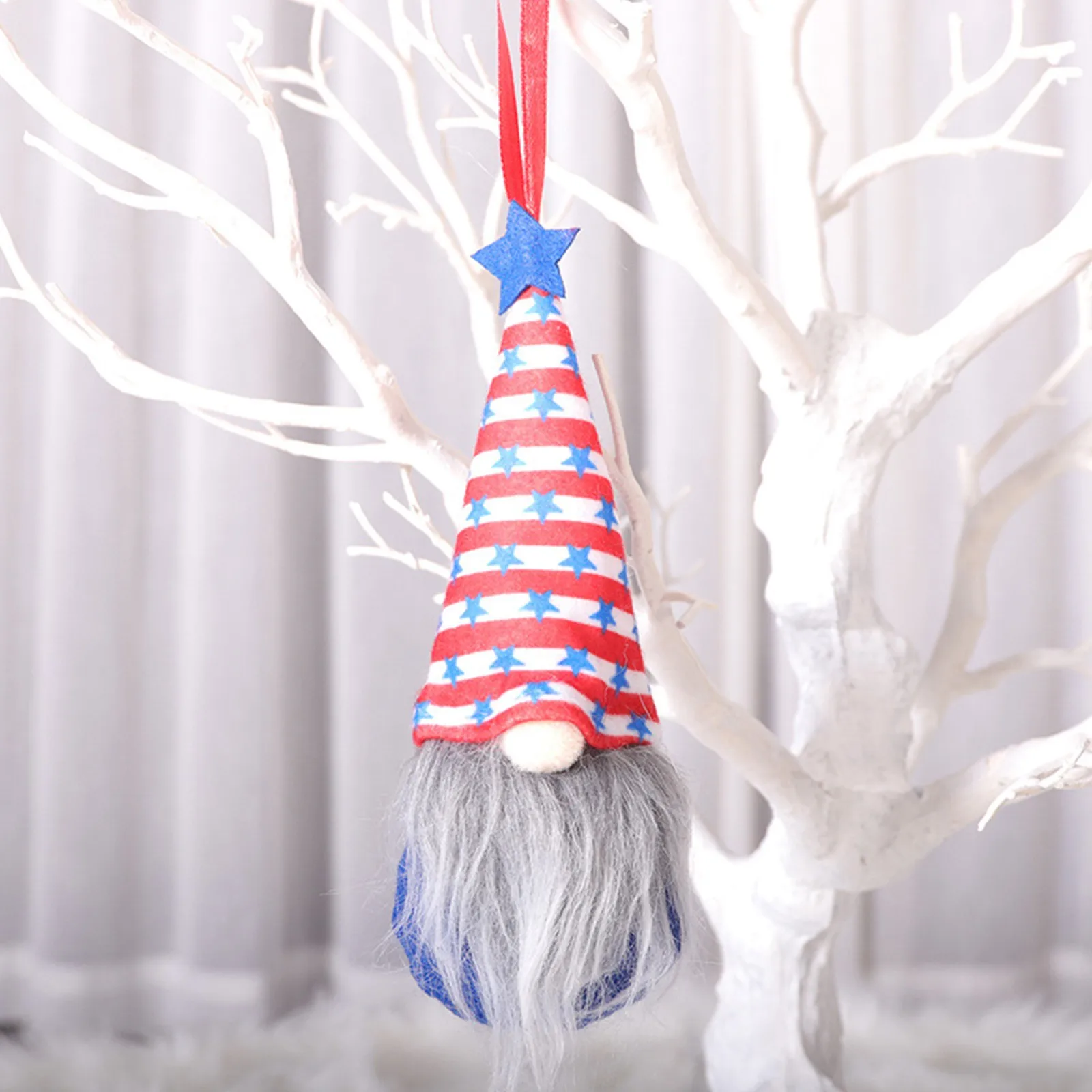 

Ornaments Independence Day Striped star print Decorative Dolls For Home Garden Hanging Decorations Faceless Doll Figurines 2W