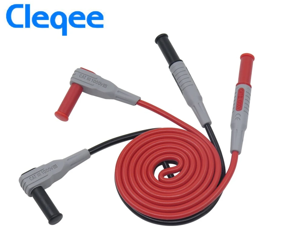 

Free shiping Cleqee P1033 Multimeter Test Cable Injection Molded 4mm Banana Plug Test Line Straight to Curved Test Cable