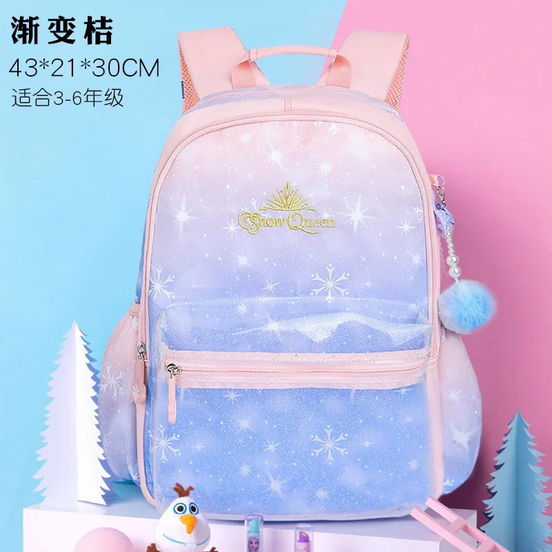 New high-quality genuine Disney Frozen backpack, breathable and comfortable, large capacity Disney girl student bag