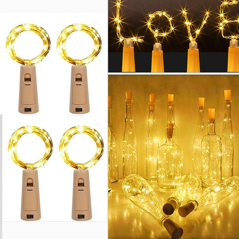 

10x Battery Powered Garland Wine Bottle Lights with Cork 20 LED Copper Wire Colorful Fairy Lights String for Party Wedding Decor
