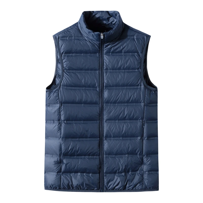 

Мужской сверхбольшой пуховик, модный жилет с воротником-стойкой, белый утиный пух, ультралегкий, 6XL 7XL 8XL, Осень-зима