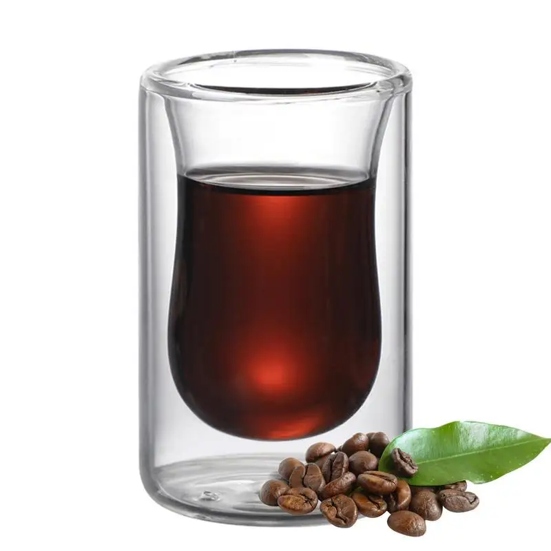 Double Wall Glass Coffee Mugs Heat Resistant Borosilicate Clear Glass Coffee Mugs Thermo Insulated Layer Coffee Cups Perfect For