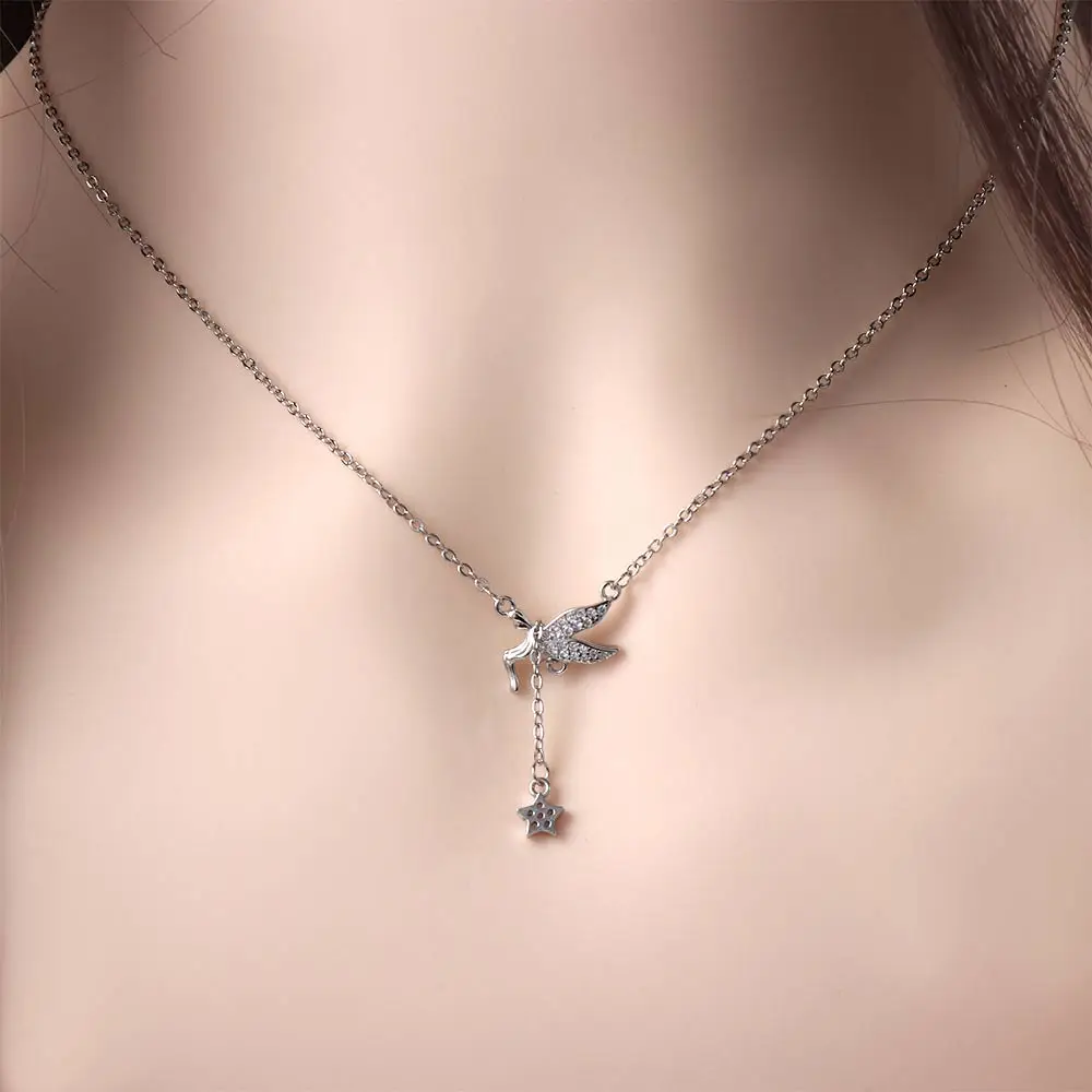 

Dreamy Fairy Little Angel Pendant Necklace Lovely Cupid's Arrow Pendant Necklace Aesthetic Temperament Clavicle Chain