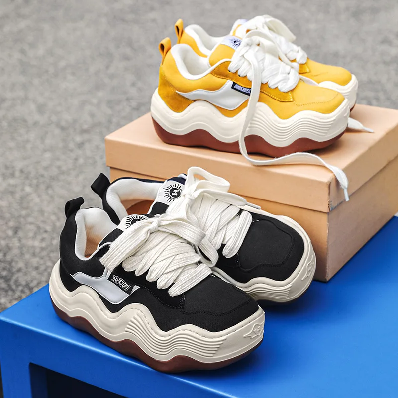 Кроссовки холщовые для мужчин и женщин удобная обувь с волнистой подошвой