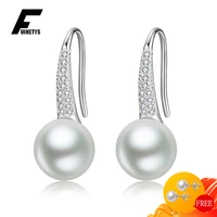 fashion pearl earrings for women 925 silver jewelry accessories with zircon gemstone drop earrings wedding party gift ornaments