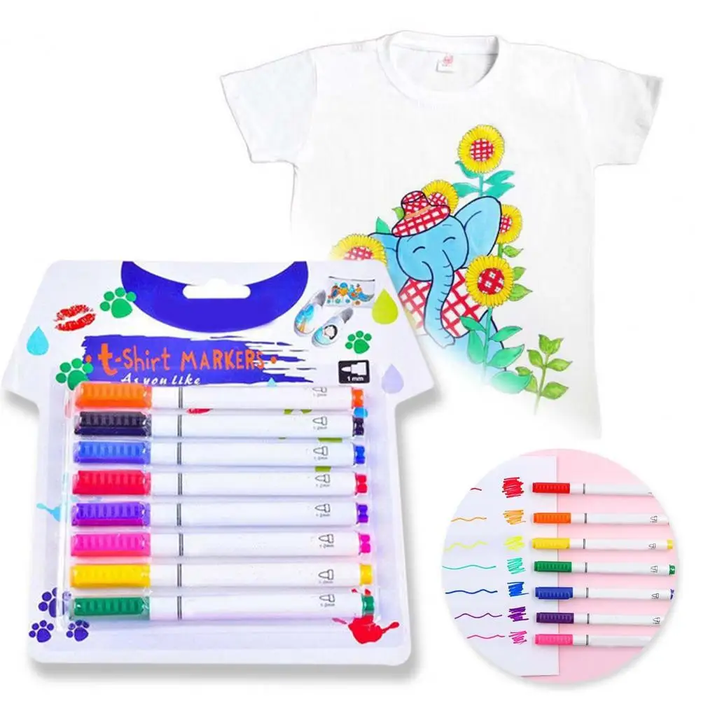 

8Pcs Painting Pen Bright Color Fine Tip Smooth Writing Child Safe T-Shirts Clothes Sneakers Canvas Paint Pen School Supplies