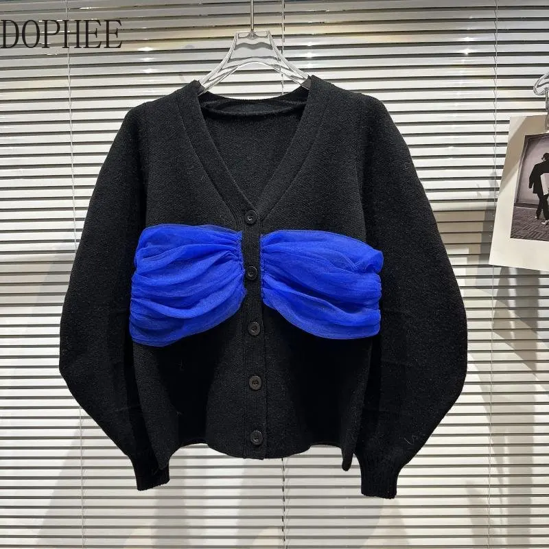 

Женский однобортный трикотажный кардиган с V-образным вырезом и длинным рукавом