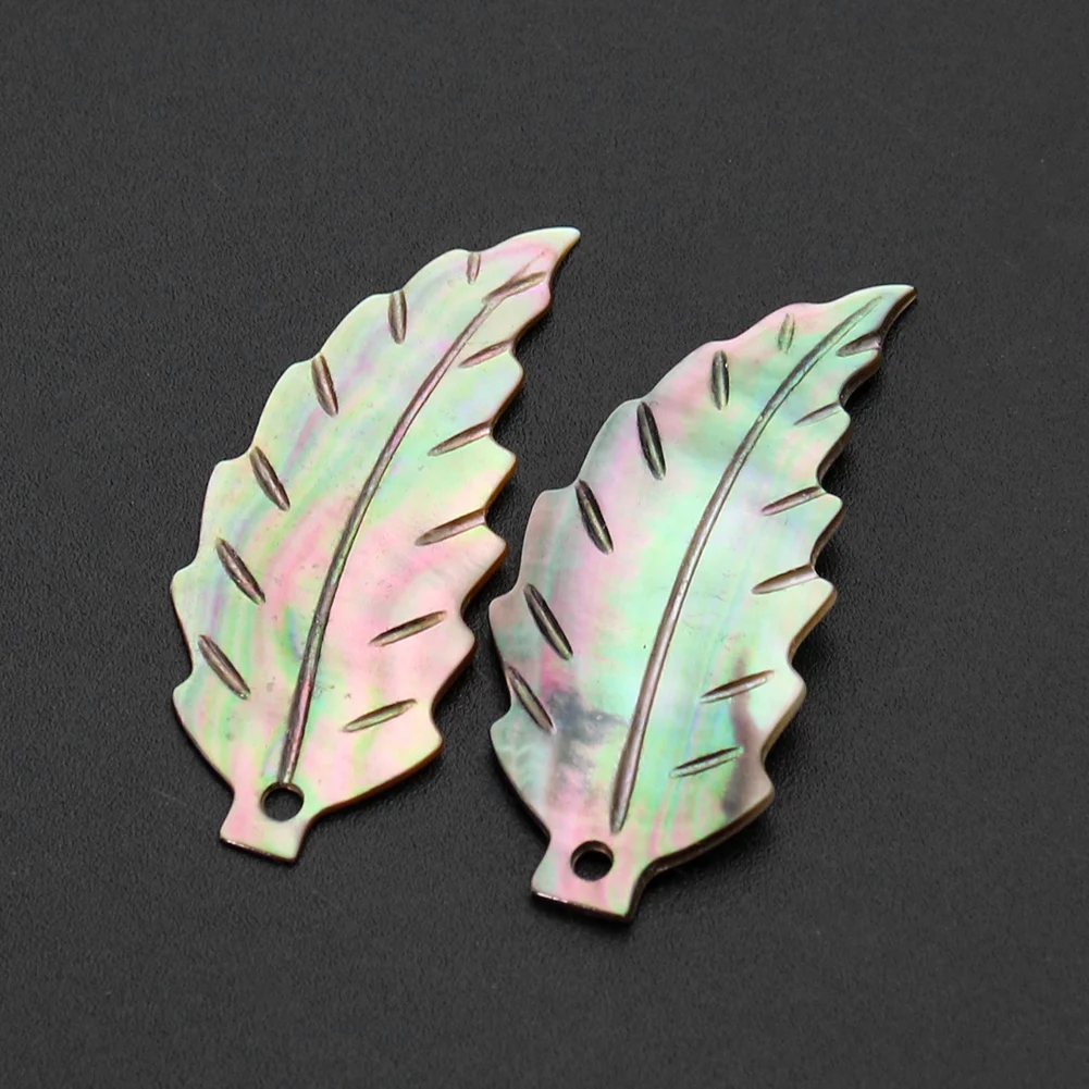

2pcs/Lot Real Black Mother of Pearl Shell Carved Leaf Charms for Jewelry Making Dangles Earrings Necklace Accessory Wholesale