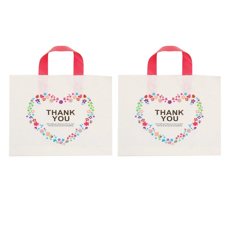 

100 Pcs Thank You Plastic Merchandise Shopping Bags,Boutique Bags,Retail Bags,Gift Bags Party Supply(33X25X6CM)