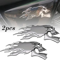 2pcs 3d motorbike motorcycle sticker motorbike motorcycle tank car sliver flaming skull 3d gel sticker decal l r