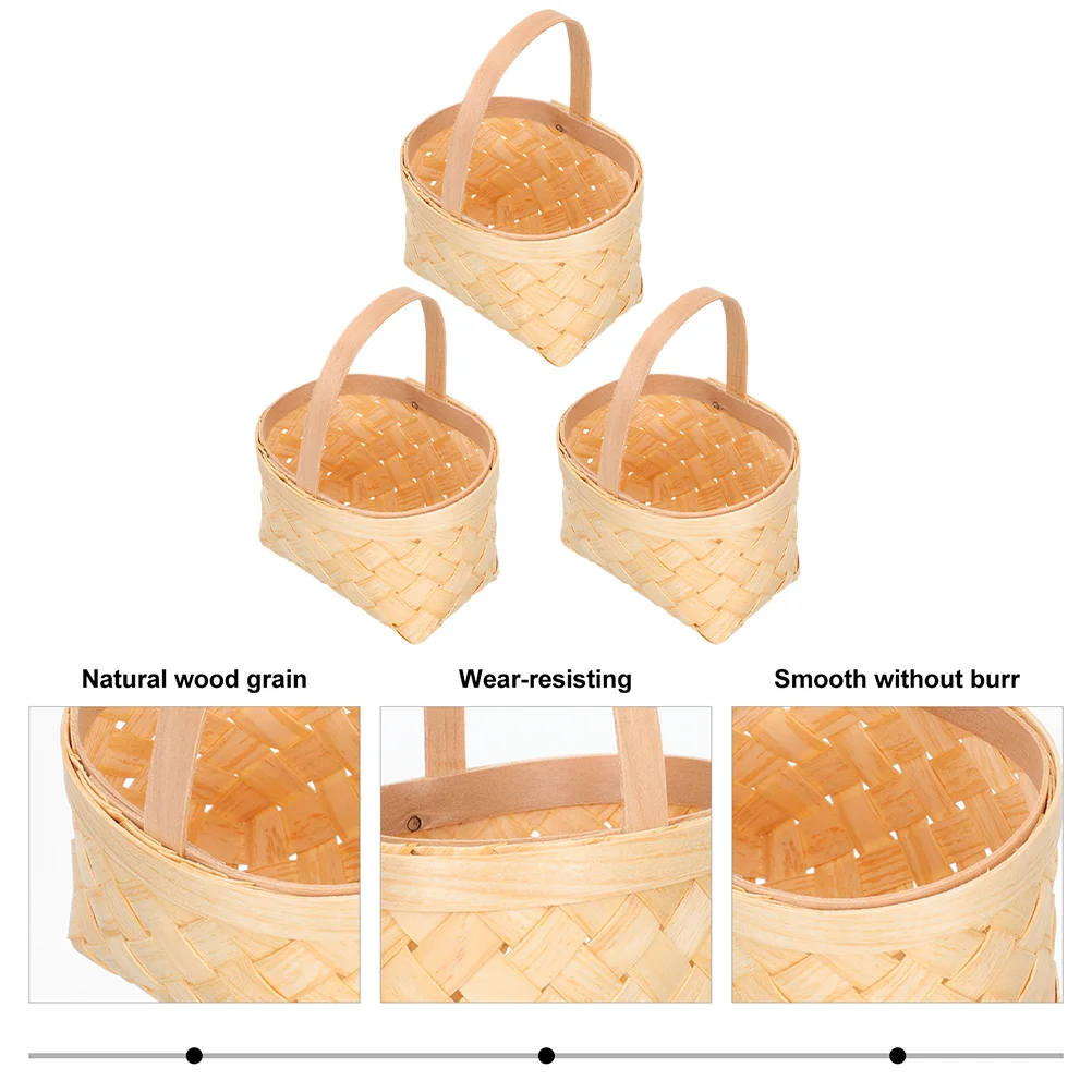 Маленькая деревянная корзина из 3 шт. мини-плетеный держатель для лакомств