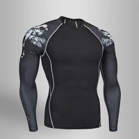 gym running t shirt mens fitness clothing 3d wolf head mma bodybuilding muscle shirt sports long sleeves rashgarda male