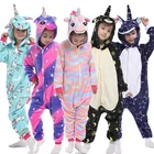 Пижамы кигуруми в виде животных единорог пижамы для детей; Зимняя одежда для сна; Kugurumi в виде единорога, пижама, Детский комбинезон с рисунком из аниме костюмы панды комбинезон