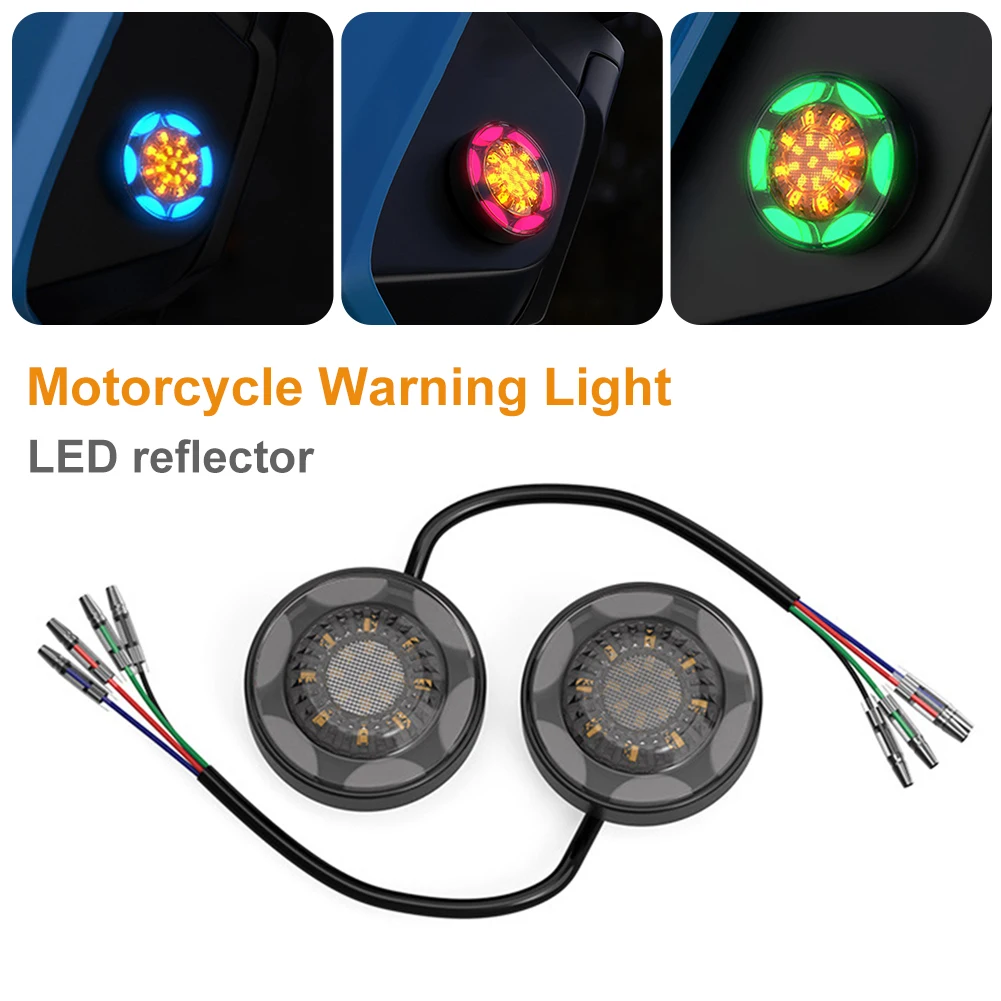 

2Pcs Universal Motorcycle Rear Reflector Lights 12V LED License Plate Tail Light Running Lamp Turn Signal Dual Colors Waterproof