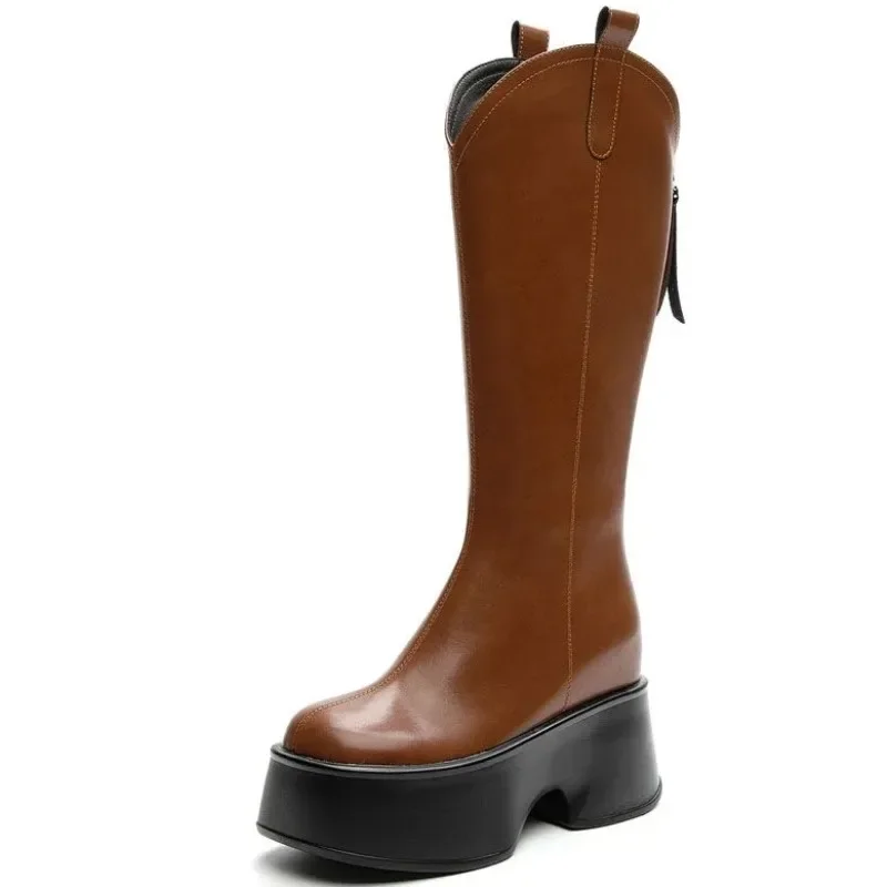 Женские сапоги Челси из натуральной кожи с плюшевой подкладкой 11 см