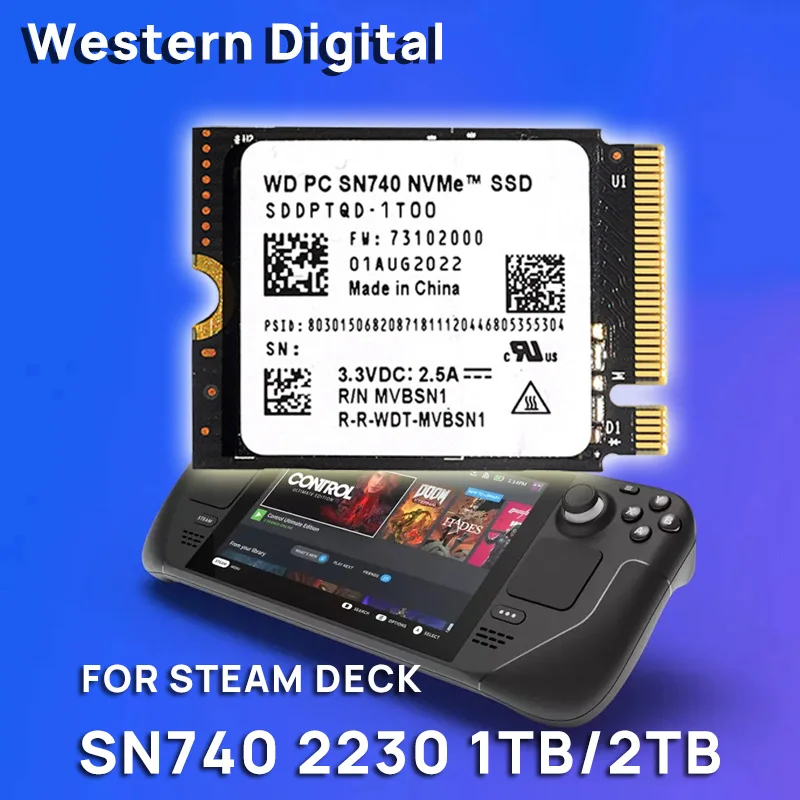 

Western Digital SN740 2TB WD 1TB 2230 M.2 NVMe PCIe 4.0 SSD for Steam Deck Rog Ally GPD Surface Laptop Tablet Mini PC Computer