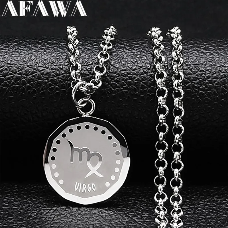 

Ожерелье женское из нержавеющей стали в стиле панк-девы, астрология, колье для женщин и мужчин, ювелирные изделия, NXS02S06