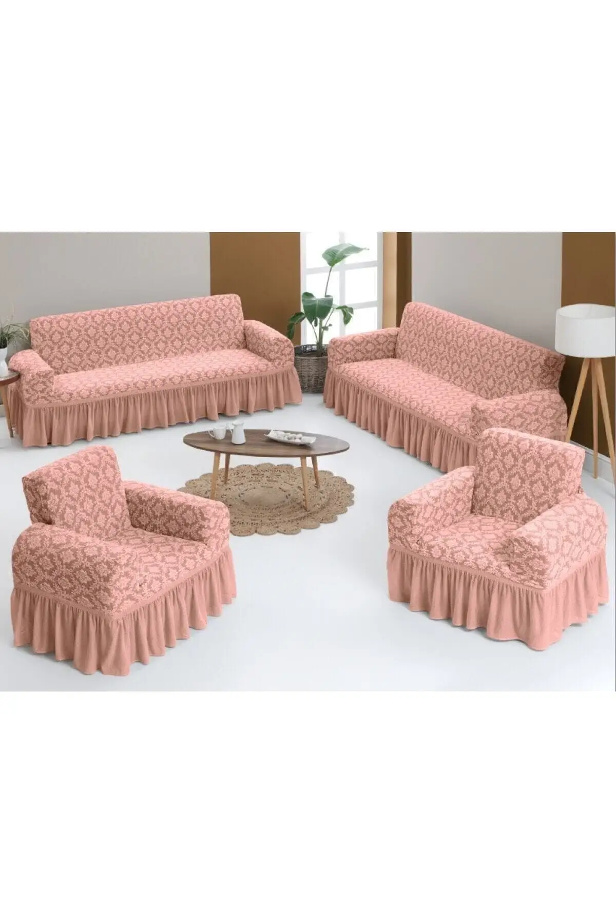 

Powder Pink 3 3 + 1 1 Arlisa Jacquard Seat Cover Set Cotton-Polyester 183x230 180 Salon Textile Home & Furniture