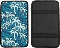vehicle center console armrest cover pad hibiscus flowers with palms print soft comfort car handrail box cushion universal fit