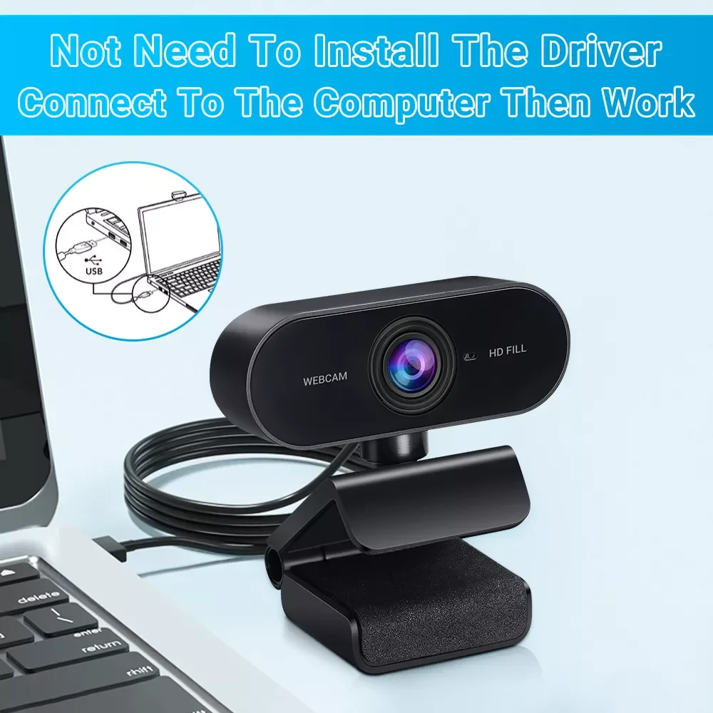 

2023New Elecpow HD 1080P Webcam Mini Computer PC Web Camera With Microphone Rotate Camera For Live Broadcast Video Calling Confe