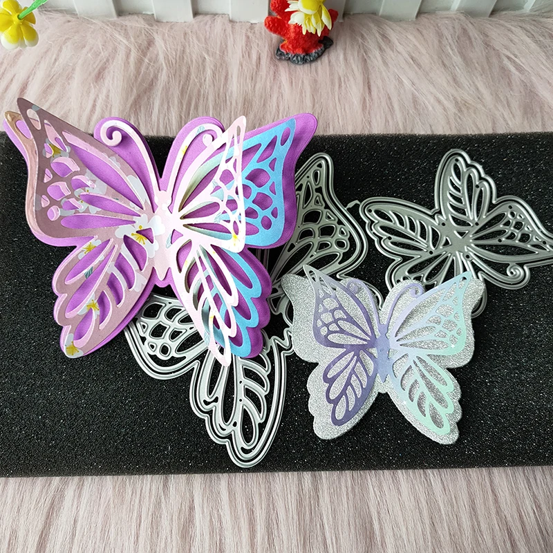 New 2 Pcs Double Butterfly metal cutting die mould scrapbook decoration embossed photo album decoration card making DIY big