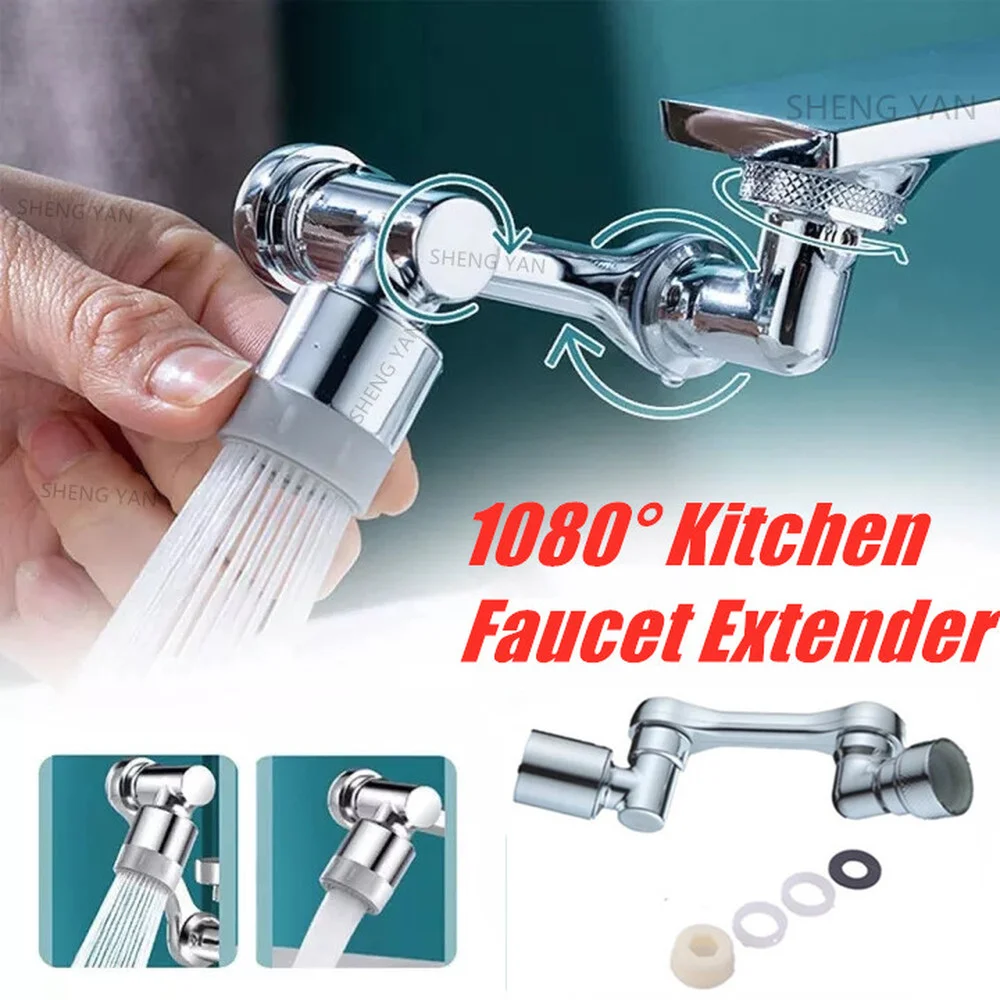 

1080° Universal Kitchen Faucet Extender Shower Swivel Water Saving Plastic Faucet Spray Head Wash Basin Tap Extender Adapter