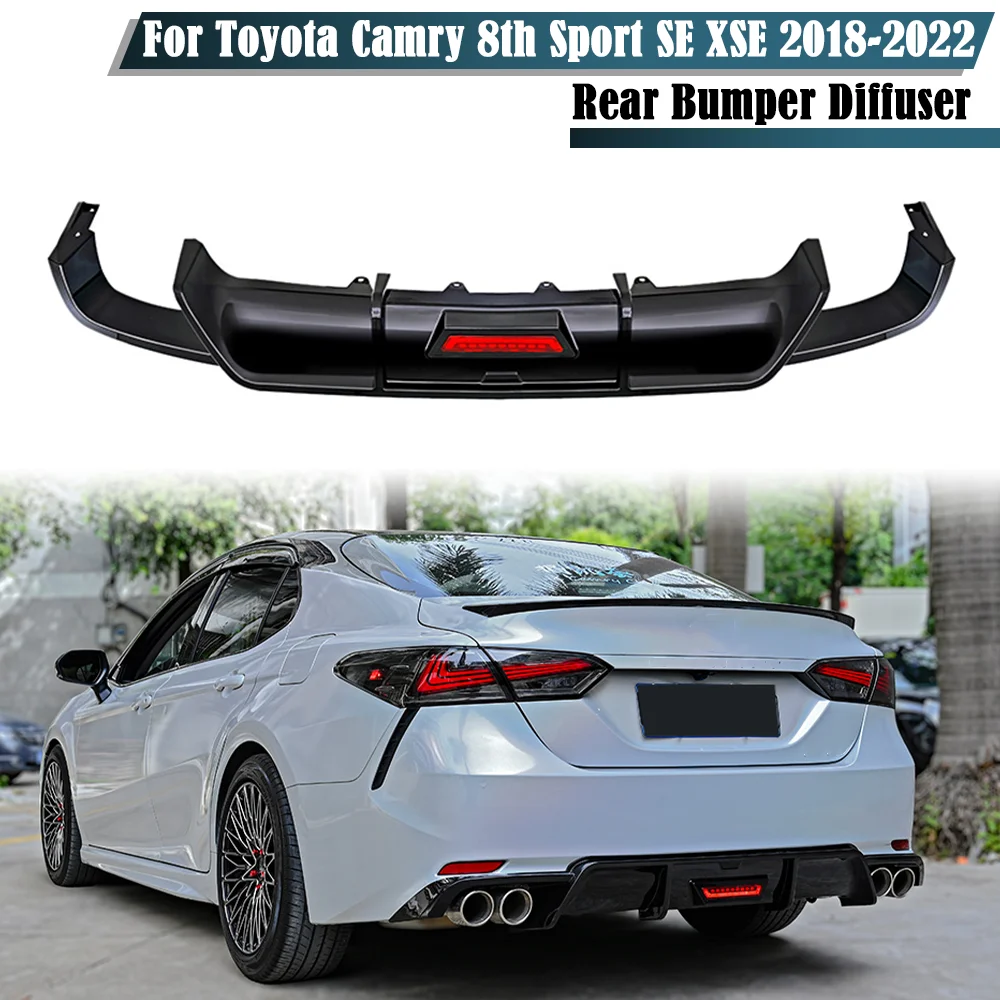 

Rear Bumper Diffuser Lip For Toyota Camry 8th Sport SE XSE 2018-2022 Car Boot Splitter Body Kit Spoiler Plate Bracket With Lamp