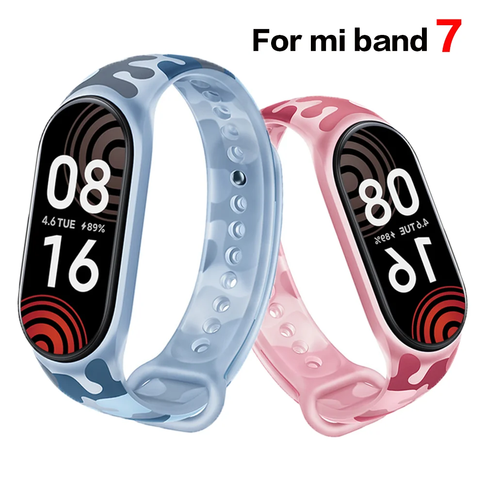 

Silicone Strap for Mi Band 7 strap accessories Sport camouflage watchband pulsera correa For Xiaomi mi band 6 5 4 3 bracelet