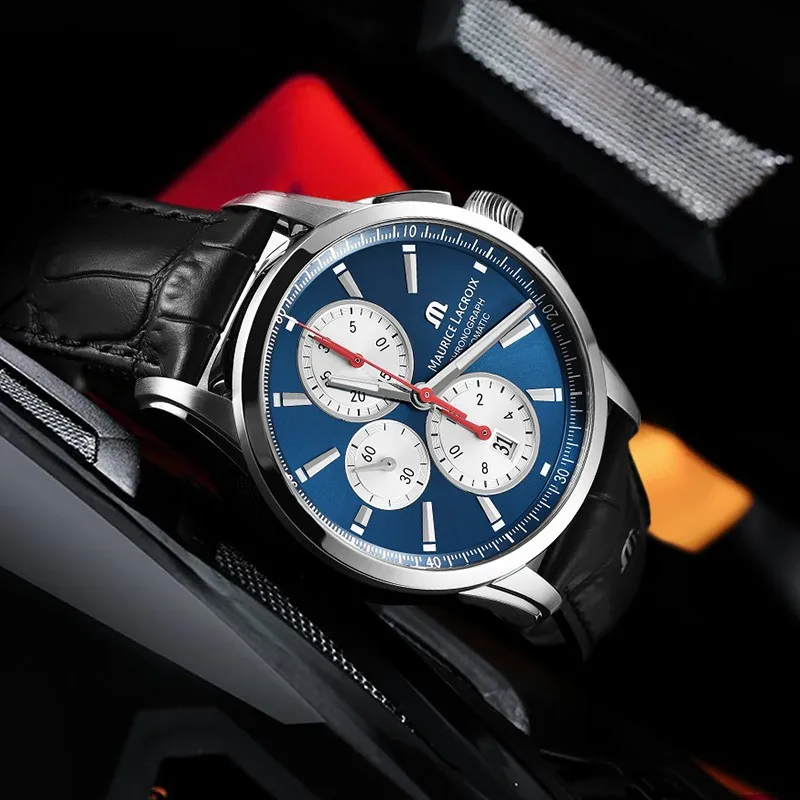 

Luxury MAURICE IACROIX Watch for Men New High Quality Dial Top Leather Strap Chronograph Business Function Suitable Quartz