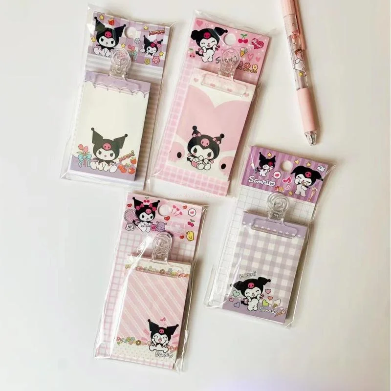 

16pcs/boxed New Cartoon My Melody Kuromi Cinnamoroll Pochacco Clip Notepad Mini Note Diary Student School Stationery Wholesale