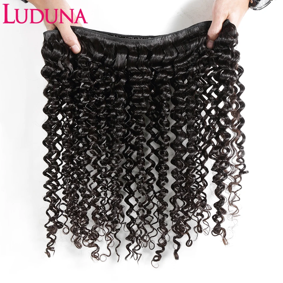 Лудуна Индийская волнистая прядь 4 натуральных волоса, супер двойного рисунка, расширение Реми, естественный черный цвет.