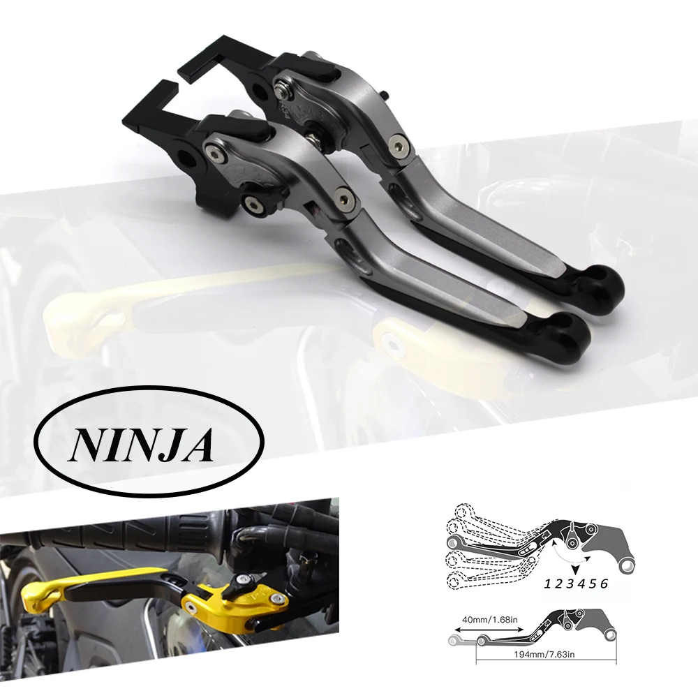 

CNC Brake Handle Bar Lever Extendable Folding Adjustable Brake Clutch Levers For Kawasaki NINJA ZX636R ZX6RR ZX 636R 2005-2006