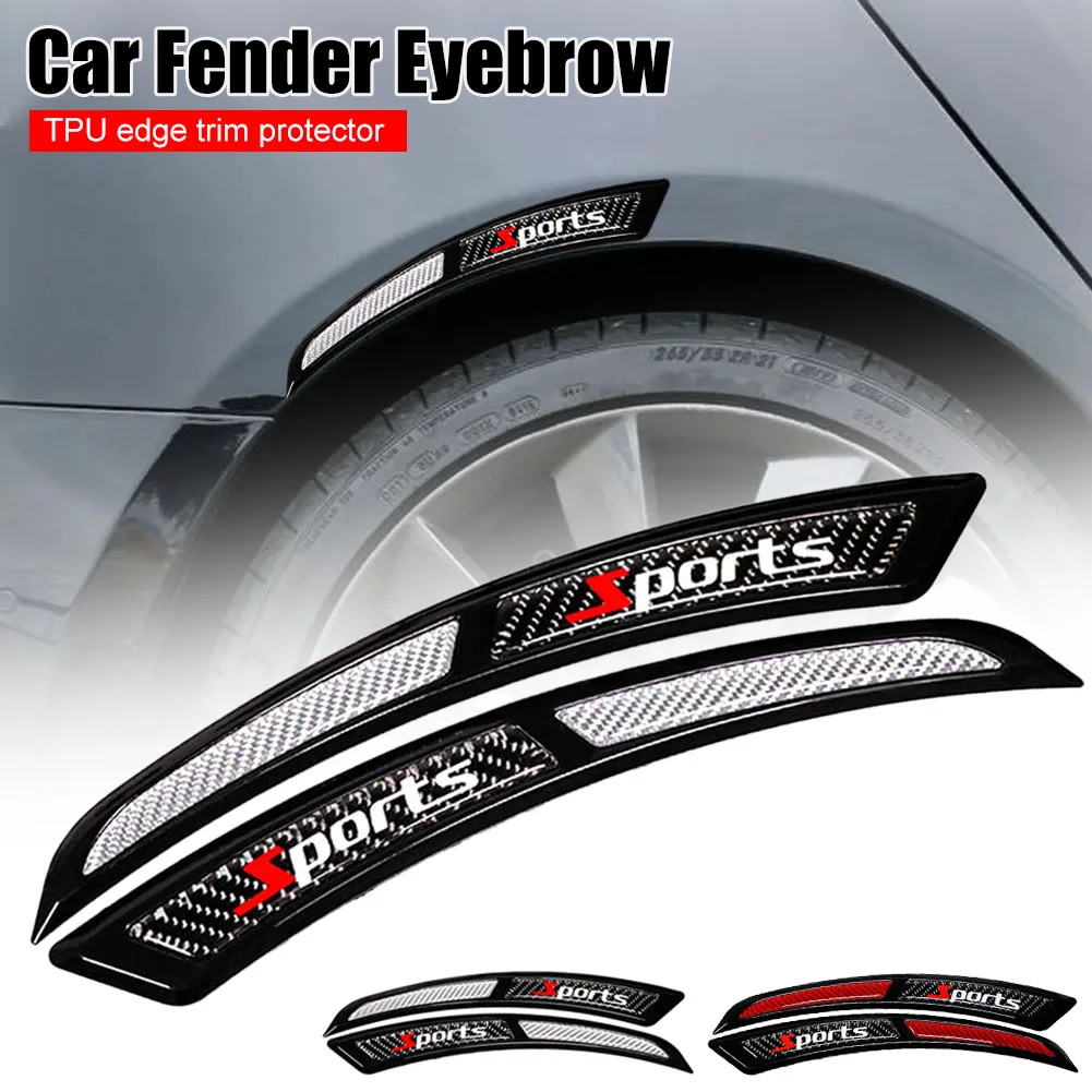 

1Pair Car Wheel Eyebrow Universal Self Adhesive Fender Flare Protector Anti-Collision Arc Trim Lip Strips Carbon Fiber Stickers