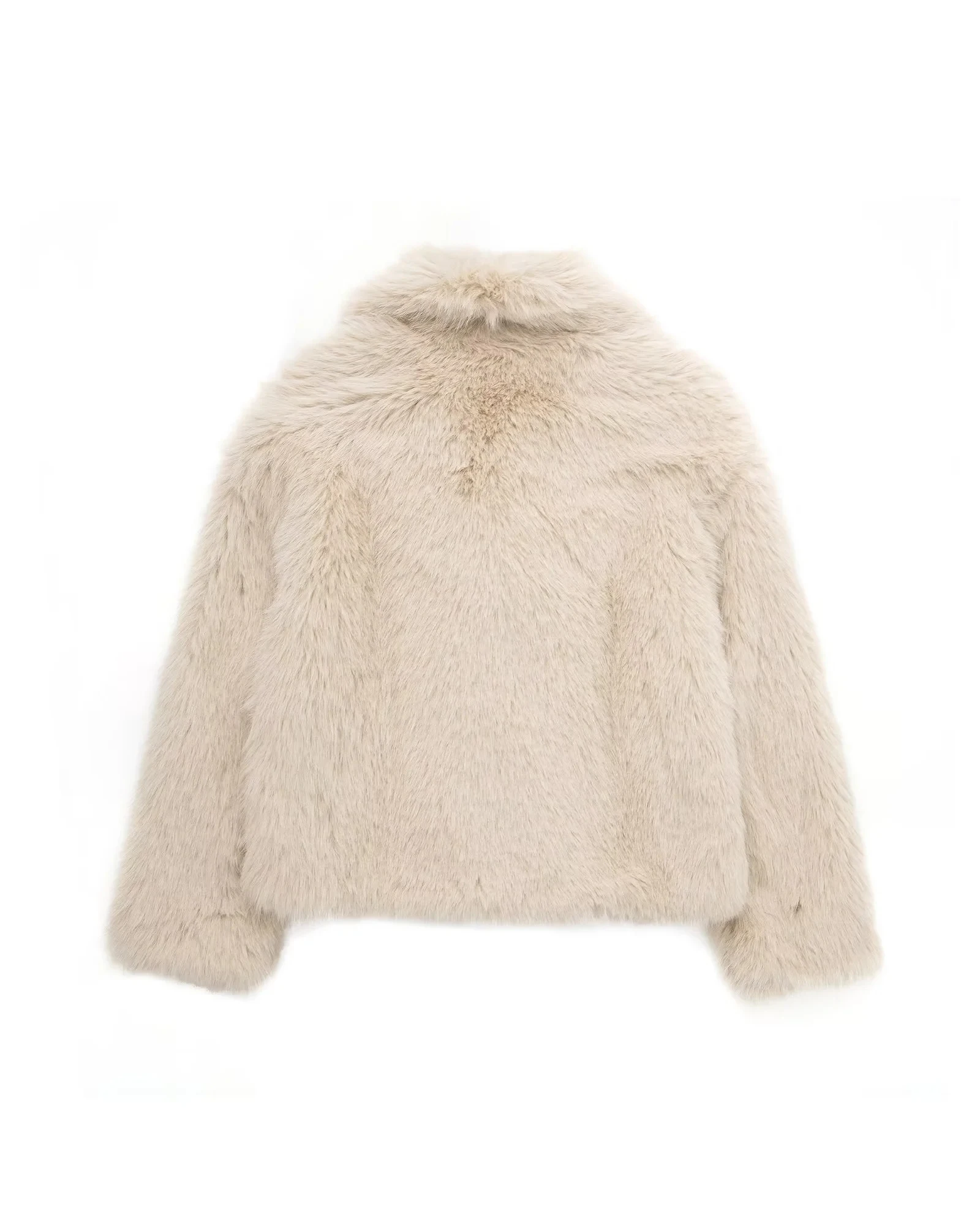 Autumn Winter Women's 2022 Beige Lapel Long Sleeve Fake Fur Pocket Jacket Fashionable Noble Warm Street Style