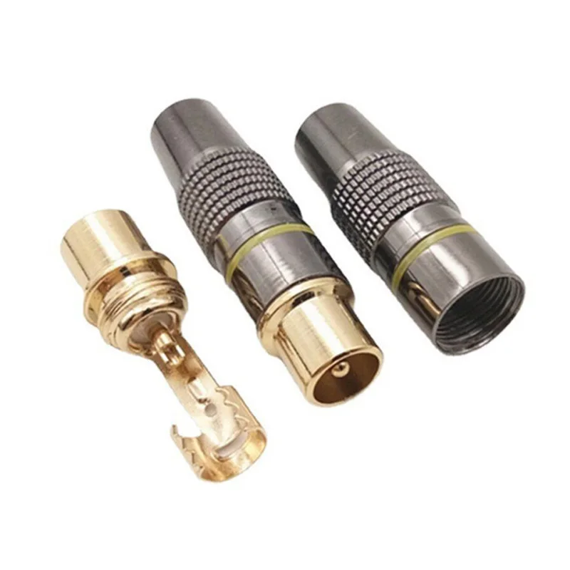 

1pcs All-copper gold-plated TV male straight plug RF head cable CCTV TV antenna plug 9.5TV RF head