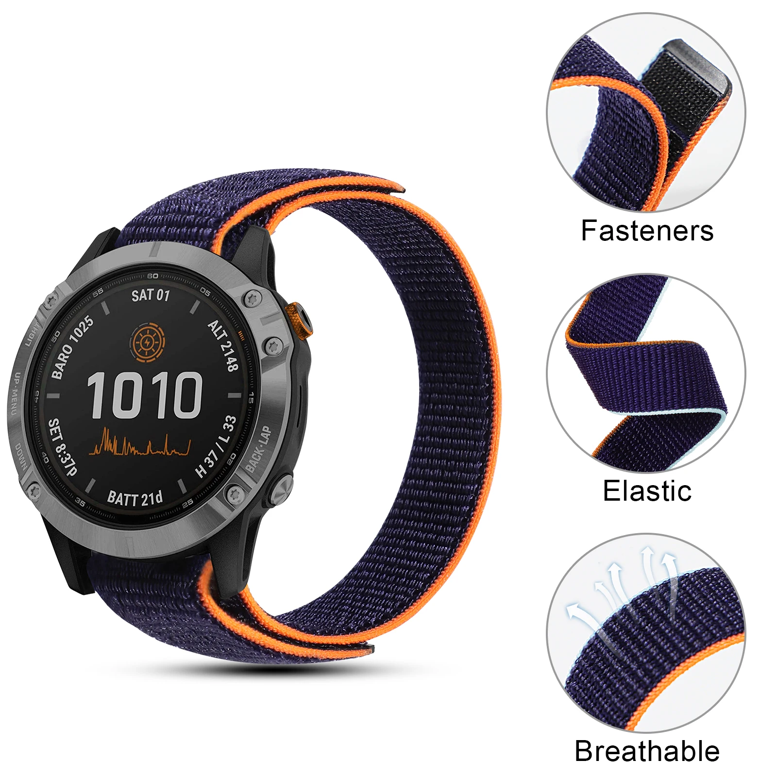 Фото Ремешок нейлоновый для Garmin Fenix 7 6 5 7S 6S 5S Pro Plus/Forerunner 935 945 крючок для браслетов и быстросохнущий ремешок для часов, 22 мм 20 мм №1