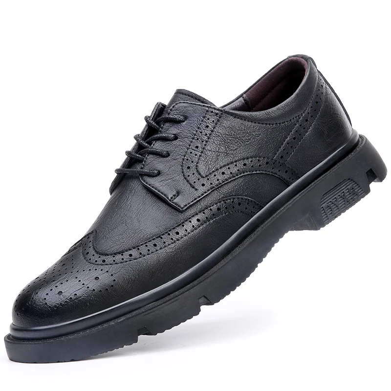 

Genuine Leather Men's Casual Shoes Rubber Outsole Non-Slip Wear-Resistant Mens Oxford Shoe Lace Up Brogue Men's Shoes