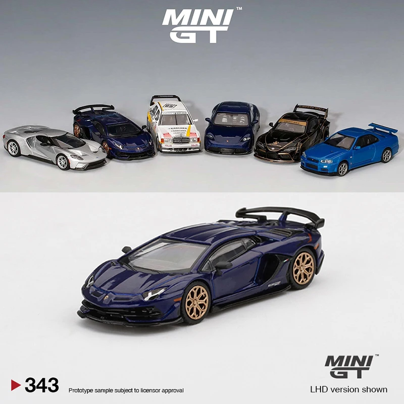 

MINI GT 1:64 Model Car LB Aventador SVJ Alloy Die-cast Running Vehicle- #343 LHD Purple