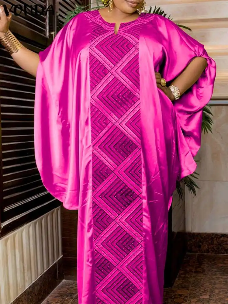 

Винтажное женское вечернее платье VONDA с принтом, женское летнее платье, повседневный атласный сарафан 2022 с рукавом до локтя, праздничные Мак...